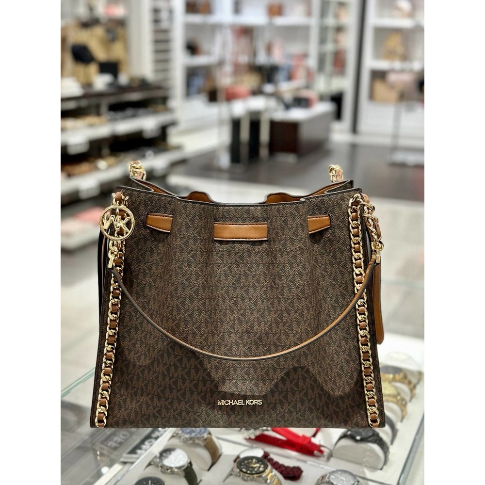 NEW MICHAEL KORS MINA SHOULDER BAG BROWN